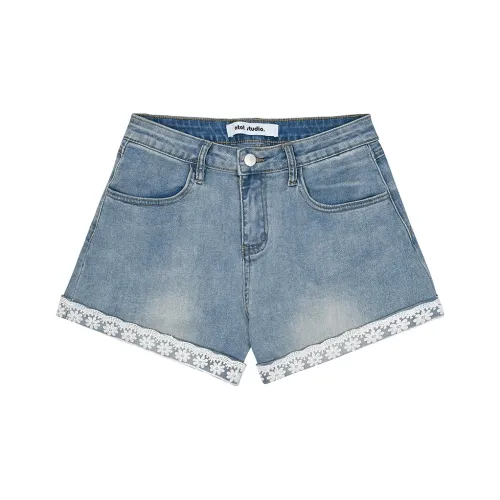 Umoumo Синие Женские Джинсовые Шорты