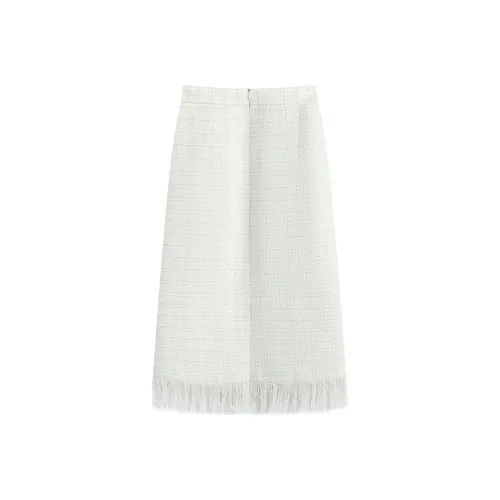 Famanxuan Повседневный Длинный Юбка Женские Морская соль Абрикосовый Белый
