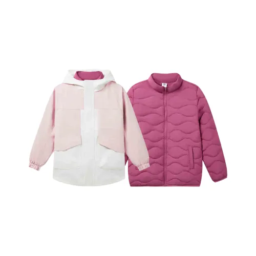 Antakids Многоцветный С капюшоном Свободный крой Утолщенный Стандартное издание Утиный пух Детский Топ Подростки Айвори Пыльно-фиолетовый