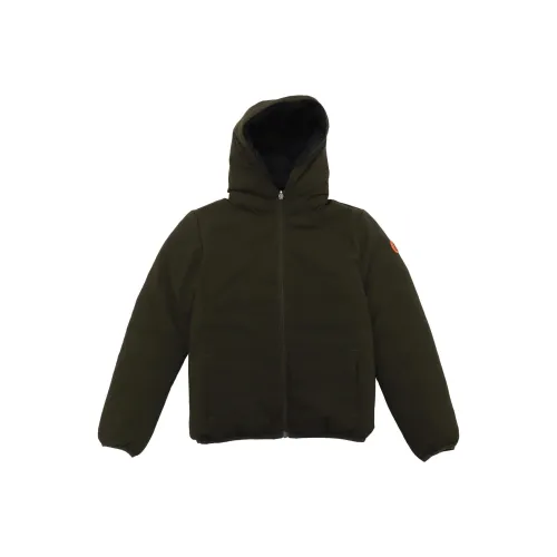 SAVE THE DUCK Детская одежда Однотонный С капюшоном Молния Двойной С длинными рукавами Зеленый Детский