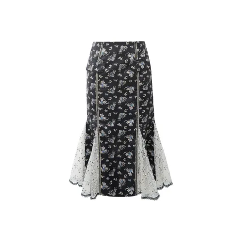 LULUALWAYS Повседневный Длинный Юбка Женские Черный