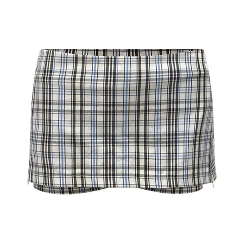 APEA Повседневные короткие юбки женские синие в клетку