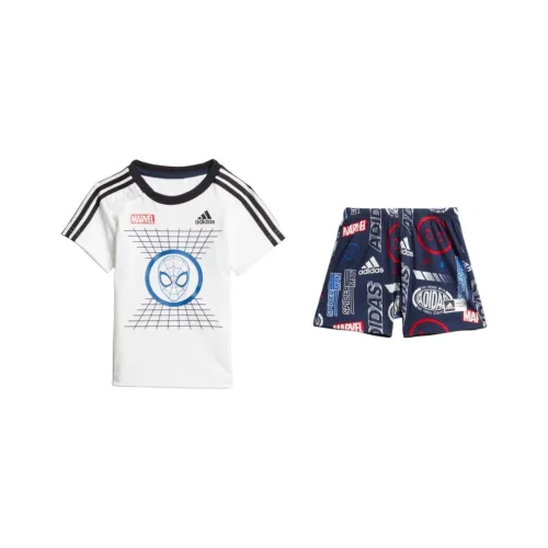 Adidas Marvel Spider Man Co Branded Повседневная Спортивная Одежда Белый Университетский Синий Коллегиальный Синий Для Малышей и Детей