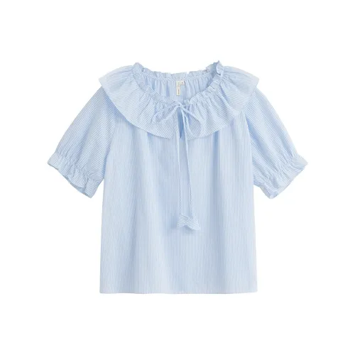 Inman Пудрово-голубые Женские Рубашки