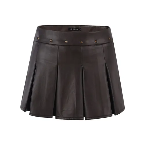 Ariseism Коричневая женская кожаная короткая юбка