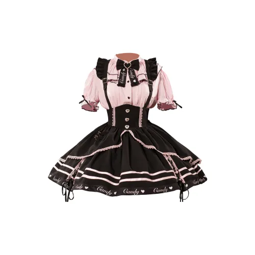 Розовый черный включает галстук-бабочку женские платья в стиле Лолита