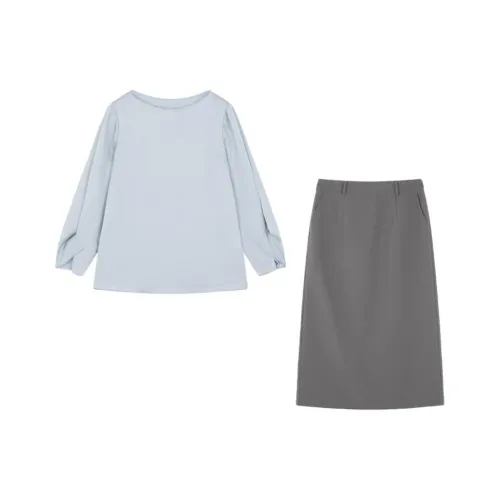 IHIMI Светло-синий + Темно-серый Женские Комплекты с юбкой