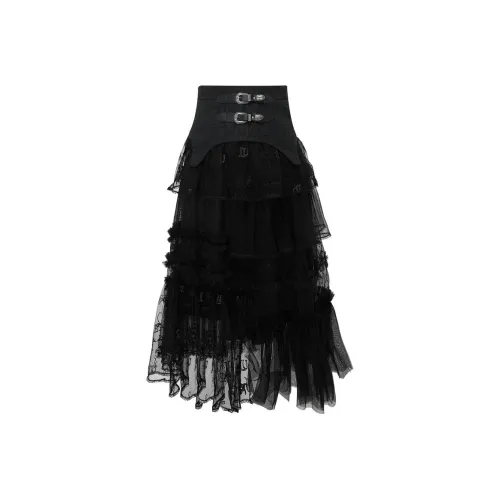 LULUALWAYS Повседневный Длинный Юбка Женские Черный