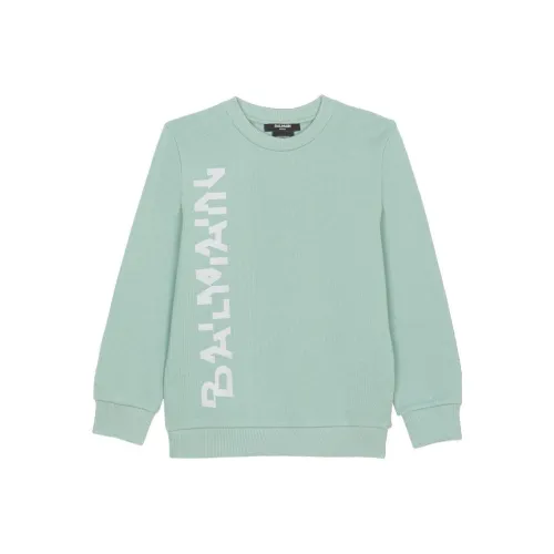 BALMAIN Детская одежда Свитшот с блестящим логотипом BALMAIN Свитшот Детский Зеленый