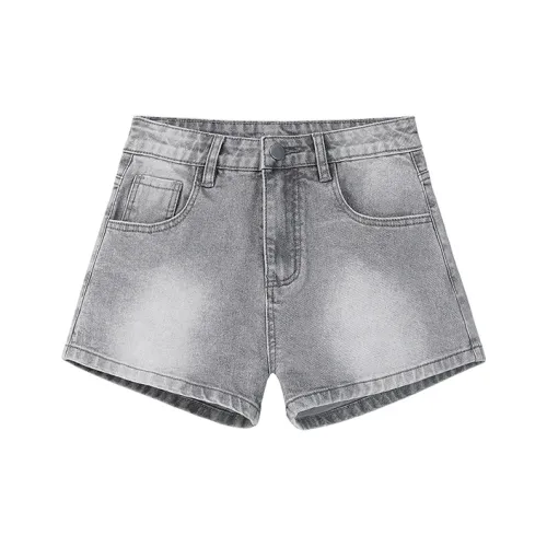 Wen Shan Джинсовые шорты Женские Бетон Серый