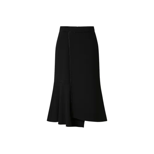 JZ. ANNAKRO Повседневный Длинный Юбка Женская Без рисунка Черный