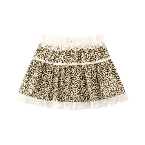 CHUU Повседневные короткие юбки женские леопардовый принт кофейного цвета