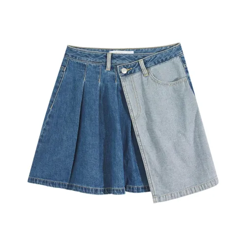 Metersbonwe Повседневные короткие юбки женские средний синий деним