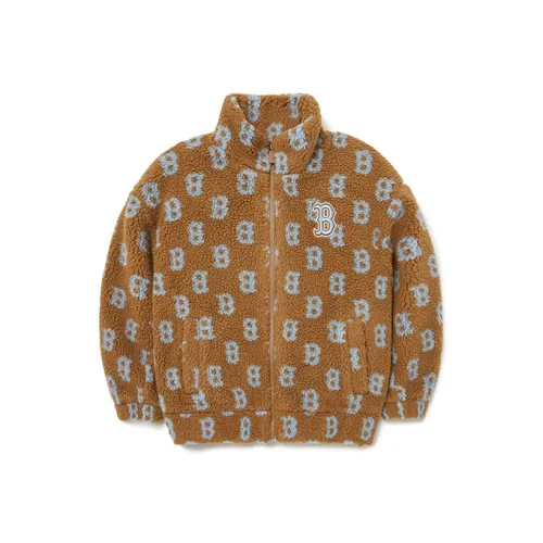 Mlb Base Logo Бархат Feel Куртка Темный Бежевый Детский