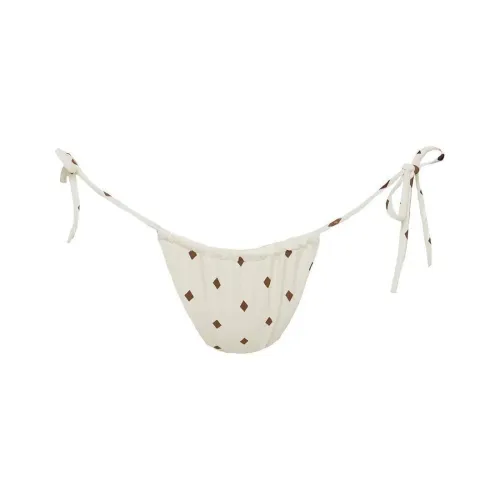 PRINCESS POLLY JENNER Галстук Боковая сторона Ruched Бикини Низ Плавки Женские Белый Ромб Ромб Белый