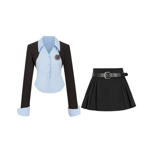 Набор Coat+Рубашка+Юбка+Значок Женская Униформа