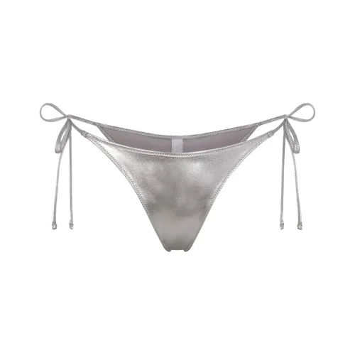 SKIMS Металлик Плавание SKIMPY Галстук Низ Бикини Женские Никель Никель