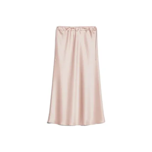 MaxMara Editore Collection Юбка A-силуэт в матовом сатине повседневная длинная женская розовая