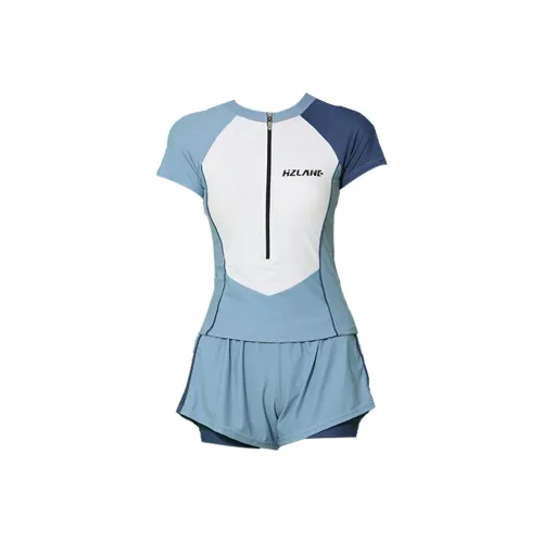 Hao Zhilang Синий с Белым Lettering Женские Двухкомпонентные Купальники