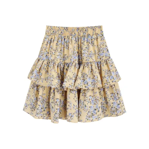 SNZX Повседневные короткие юбки женские желтый цветочный