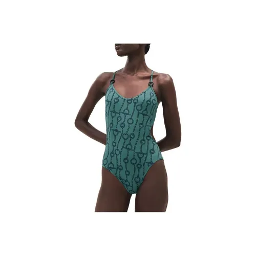 HERMES Оксфорд Зеленый Женские Ван-Пис Купальники