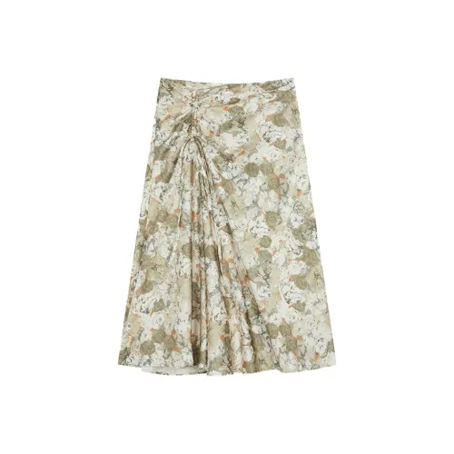 THE SEA LIFE Повседневный Длинный Юбка Женская Моховый Зеленый