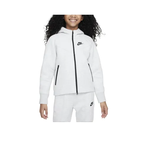 nike Куртки Пальто Sportswear Tech Fleece Старшие Детские Женский' Полузакрытый Худи Светло-Серый Подростки