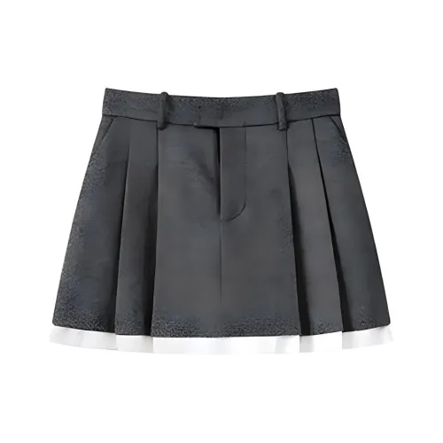 MOPROBABLY Короткая Юбка Женская Клетка Серый