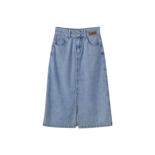 XIANGYING Повседневная длинная юбка женская джинсовый синий