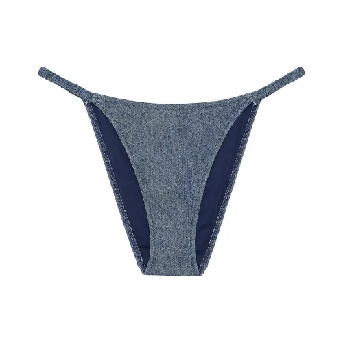 Victoria's Secret Розовый Scrunchie STRING Бикини Низ Плавки Женские Джинсовый Синий