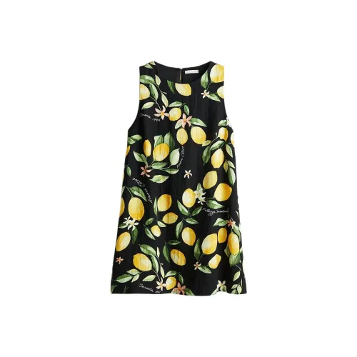 H&M Черное/Лимонное Женское Платье без Рукавов