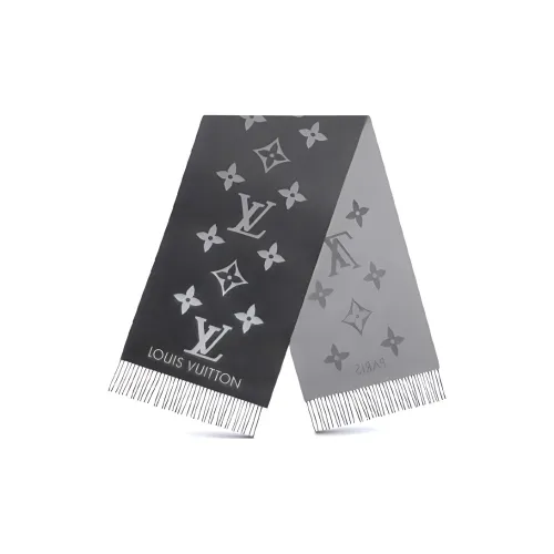 LOUIS VUITTON Кашемир Вязаные Шарфы Унисекс Серый Черный