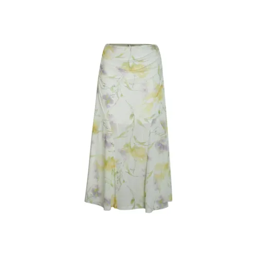 Little Pull Повседневный Длинный Юбка Женские Желтый С принтом