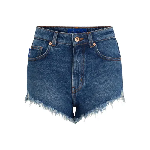 Hugo Boss Обычный крой Шорты В Синий Разорванные Джинсовые шорты Женские Синий