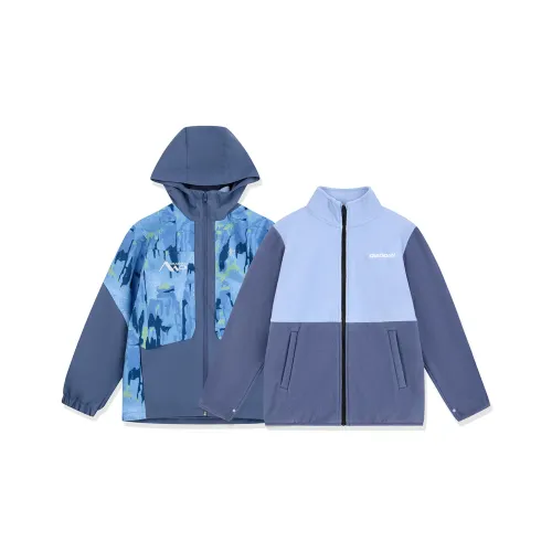 QIAODAN Куртка Синий Зеленый Full С принтом Luminous Серый Синий Подростки