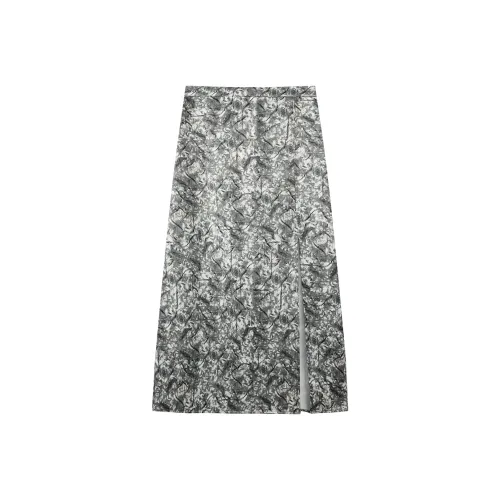 THE SEA LIFE Повседневный Длинный Юбка Женская Сияющий Зеленый