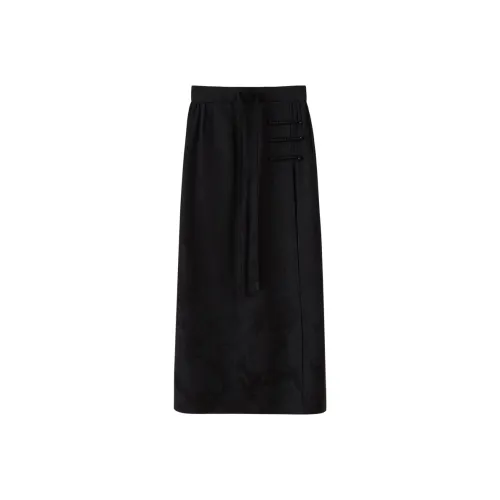 NancyCavally Повседневный Длинный Юбка Женские Черный