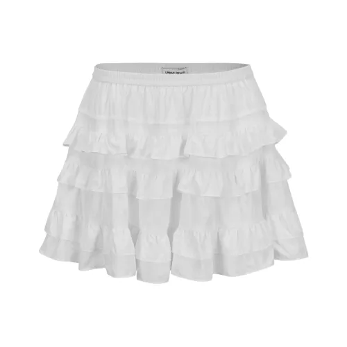 URBAN REVIVO Boho Style Повседневные короткие юбки Женские Натуральный белый