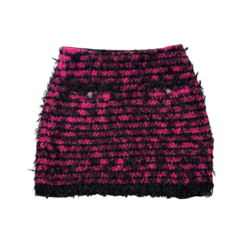 CHANEL Повседневные короткие юбки Женские Черный Красный