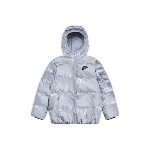 Nike Пуховик Серебряный Подростки