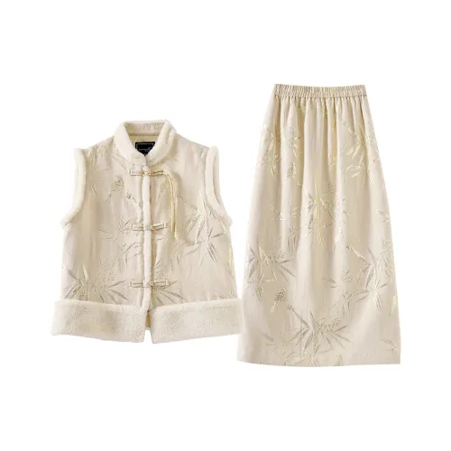 OUNIXUE Комплект с юбкой Женские Абрикос