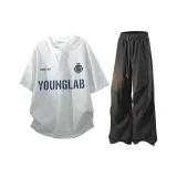 Белая серая рубашка с короткими рукавами + черные штаны для парашютного спорта