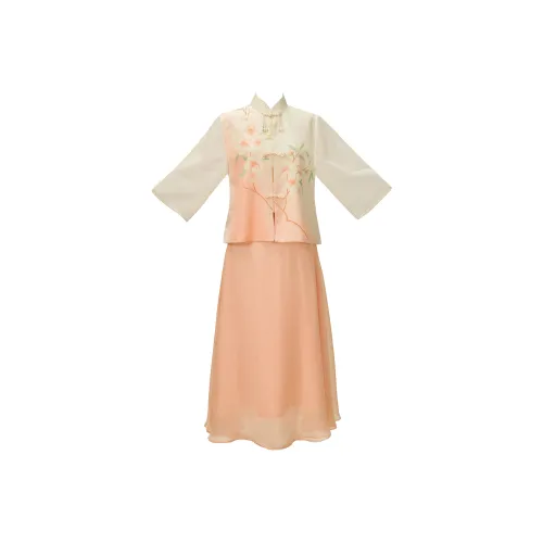 Одежда, вырезанная по времени, персиково-розовый женский Ципао