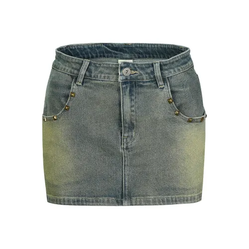 Guuka Hero Джинсовые короткие юбки Женские Ностальгический синий