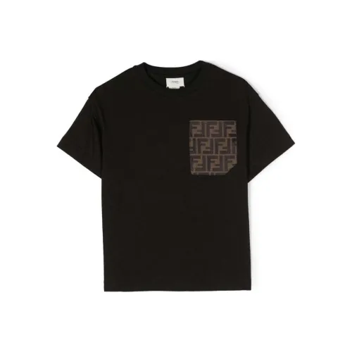 FENDI Детская одежда SS24 T-рубашка Черная для малыша
