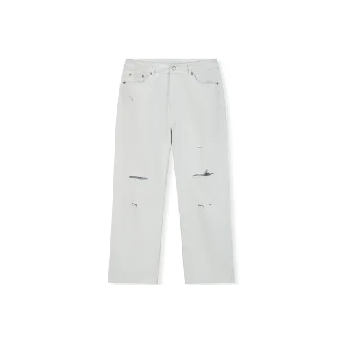 Безшовный крой, белый, унисекс, джинсы