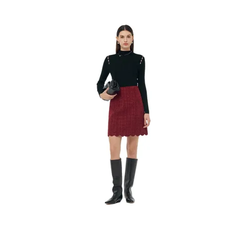 GOELIA Повседневные короткие юбки женские цвет перечно-красный