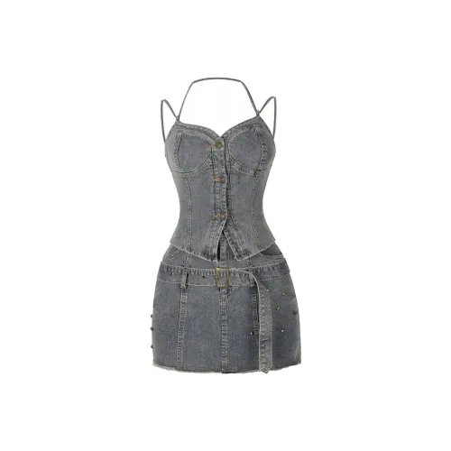 Incolore Комплект с юбкой Женские Винтажный синий