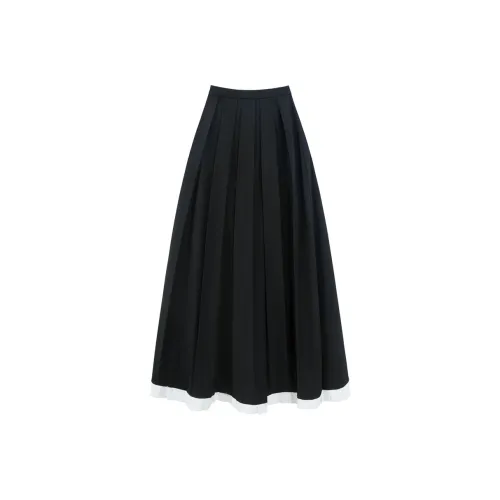 UNIFREE Повседневная длинная юбка с оборками юбка A-силуэта юбка-зонт женская черная