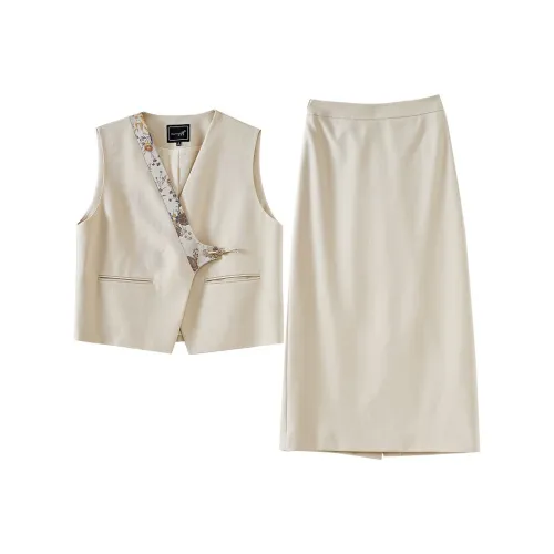 OUNIXUE Комплект с юбкой Женские Светлый хаки